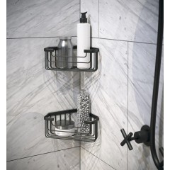 Gedy - SMART rohová polička do sprchy, 200x80x151, černá mat 2483-14