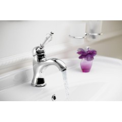 SAPHO - KIRKÉ CRYSTAL stojánková umyvadlová baterie s výpustí, páčka krystal, chrom KI02KC