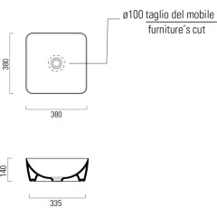GSI - SAND/NUBES keramické umyvadlo na desku 38x38cm, bílá ExtraGlaze 903811