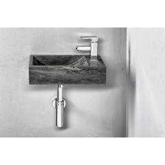 SAPHO - BLOK kamenné umývátko 40x22cm, baterie vpravo, antracit 2401-28