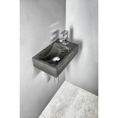 SAPHO - BLOK kamenné umývátko 40x22cm, baterie vpravo, antracit 2401-28