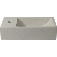 SAPHO - CREST L betonové umývátko, nástěnné, včetně výpusti, 40x22cm, bílý pískovec AR410