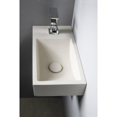 SAPHO - CREST L betonové umývátko, nástěnné, včetně výpusti, 40x22cm, bílý pískovec AR410