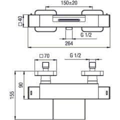 SAPHO - DIMY nástěnná vanová termostatická baterie, kaskáda, chrom DM292