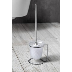SAPHO - X-ROUND E WC štětka na postavení, mléčné sklo, chrom XR302