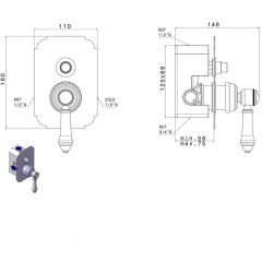 SAPHO - VIENNA podomítková sprchová baterie, 2 výstupy, bronz VO042BR