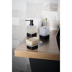 Gedy - LOUNGE mýdlenka na postavení, mléčné sklo, černá mat 545114