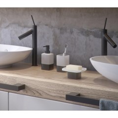 Gedy - LOUNGE mýdlenka na postavení, mléčné sklo, černá mat 545114