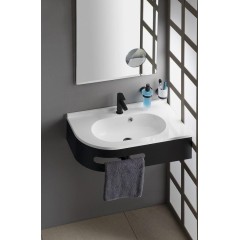 SAPHO - PULSE konzole s držákem ručníků, pravá, černá mat BM658-CP
