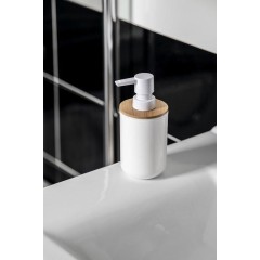 AQUALINE - SNOW dávkovač mýdla na postavení 350ml, bílá/bambus 7578