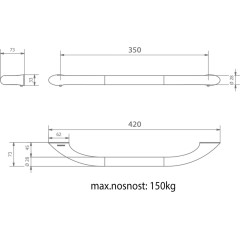 SAPHO - Pevnostní madlo, 350, černá mat ML35NE
