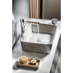 SAPHO - DALMA keramické umyvadlo na desku, 48x38m, grigio 513