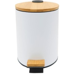 AQUALINE - BAMBUS odpadkový koš kulatý 5l, Soft Close, bílá mat BI007