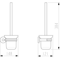 SAPHO - X-ROUND WC štětka závěsná, mléčné sklo, chrom XR323