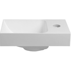 SAPHO - PICCOLINO umývátko 30,8x17cm, litý mramor, baterie vpravo, bílá PK305