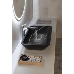 SAPHO - BLOK kamenné umyvadlo na desku, 60x35cm, matný černý Marquin 2401-39