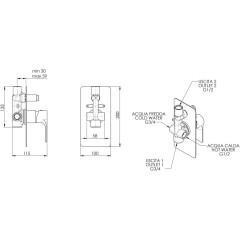 SAPHO - PAX podomítková sprchová baterie, 2 výstupy, černá mat XA42/15