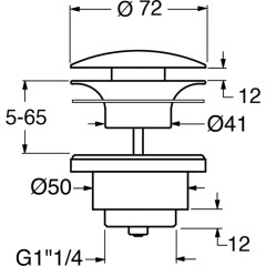 GSI umyvadlová výpust 5/4“, click-clack, keramická zátka, 5-65, bílá ExtraGlaze PCS11