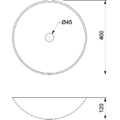 SAPHO - BLOK 1 kamenné umyvadlo na desku Ø 40cm, matný tmavý kámen 2401-02