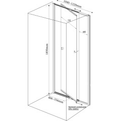 AQUALINE - AMICO sprchové dveře výklopné 1040-1220x1850, čiré sklo G100