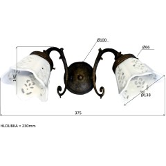SAPHO - BRINDISI svítidlo 2xE14, 40W, 230V, keramické stínítko, IP21, bronz MC052