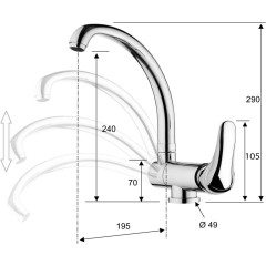 SAPHO - SALY stojánková dřezová baterie sklopná pod okno, chrom SA060