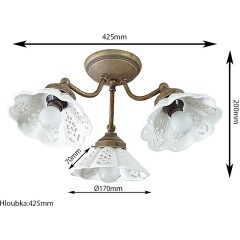 SAPHO - NAPOLI stropní svítidlo, 3xE14,40W, 230V, IP21, keramické stínítko, bronz MC613