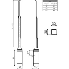 SAPHO - ONE topná tyč s termostatem, 400 W, chrom ONE-C-400