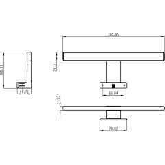 AQUALINE - SERAPA LED svítidlo 5W, 230V, 300x40x100, IP44, plast, chrom SA147