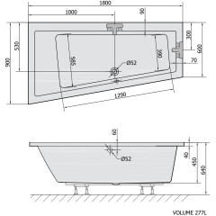 POLYSAN - ANDRA L asymetrická vana 180x90x45cm, bílá 72872