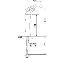 SAPHO - ANTEA stojánková umyvadlová baterie vysoká s výpustí, výška 245, chrom 3171L