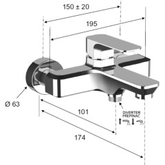 SAPHO - SPY nástěnná vanová baterie, bílá mat PY10/14
