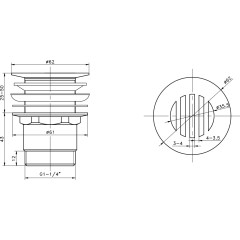 SAPHO - Umyvadlová výpust 5/4“, neuzavíratelná, design zátka, 25-50, chrom CV2009