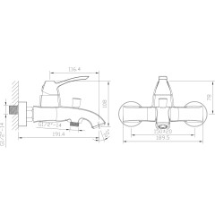 SAPHO - DREAMART nástěnná vanová baterie, chrom DA010