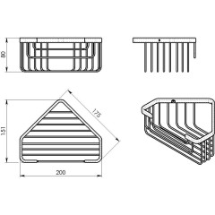 Gedy - SMART rohová polička do sprchy, 200x80x151, černá mat 2483-14