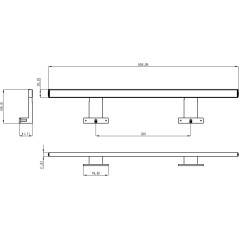 AQUALINE - SERAPA LED svítidlo, 9W, 230V, 600x40x100, IP44, hliník, chrom SA148