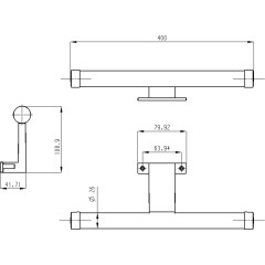 AQUALINE - KRONAS LED svítidlo, 6W, 230V, 400x40x100, IP44, plast, chrom KA400