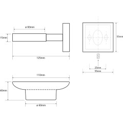 SAPHO - X-SQUARE mýdlenka, mléčné sklo, chrom XQ802