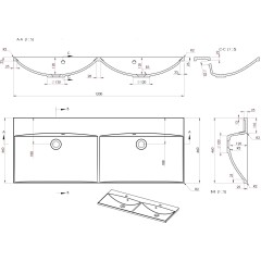 SAPHO - MARIA dvojumyvadlo, litý mramor, 120x46cm, bez otvoru, bílá MA120-0