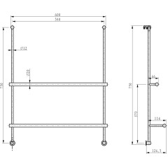 SAPHO - Závěsný držák ručníků na sprchovou zástěnu 600x730x125, chrom 1301-09