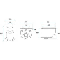 Předstěnový instalační systém s bílým tlačítkem M1710 + WC REA CARLO MINI RIMLESS ČIERNY MAT + SEDADLO AM101/1120 M1710 MM1