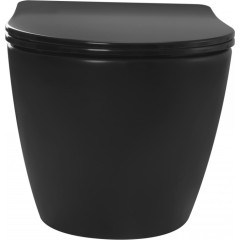 Předstěnový instalační systém s bílým tlačítkem M1710 + WC REA CARLO MINI RIMLESS ČIERNY MAT + SEDADLO AM102/1120 M1710 MM1