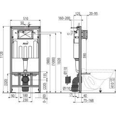 Předstěnový instalační systém s bílým tlačítkem M1710 + WC REA Carlo Flat Mini Rimless + SEDÁTKO AM101/1120 M1710 CF1