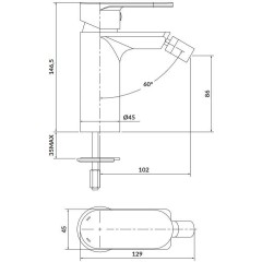 CERSANIT - Stojánková bidetová baterie CREA, černá S951-316