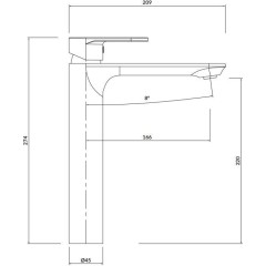 CERSANIT - Vysoká stojánková umyvadlová baterie CREA, černá S951-332