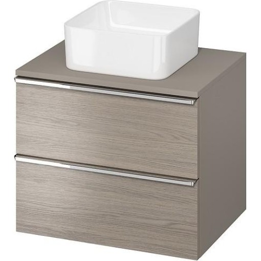 CERSANIT - Skříňka VIRGO 60 šedý dub pod umyvadlo na desku s chromovými úchyty S522-022