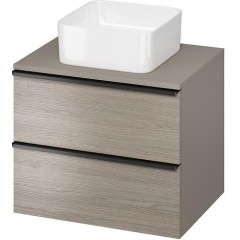 CERSANIT - Skříňka VIRGO 60 šedý dub pod umyvadlo na desku s černými úchyty S522-023