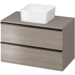 CERSANIT - Skříňka VIRGO 80 šedý dub pod umyvadlo na desku s černými úchyty S522-031