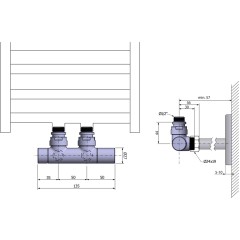 SAPHO - TWIN připojovací sada ventilů pro středové připojení, chrom CP401S