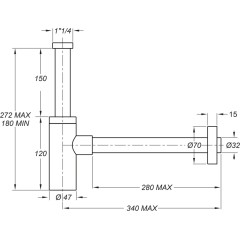 SAPHO - Umyvadlový sifon 5/4", odpad 32, kulatý, zlato SI517